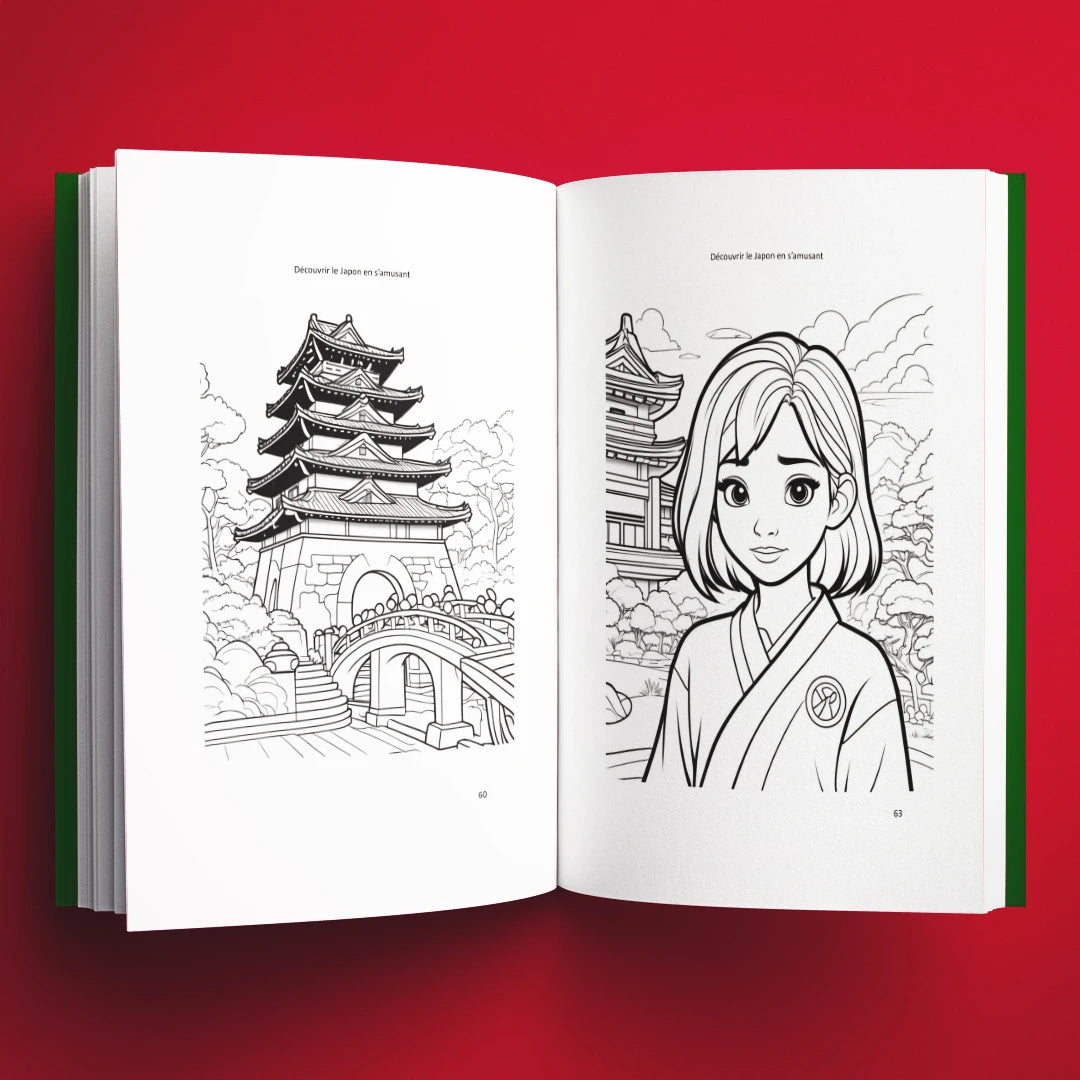 Coloriages du livre pour enfants Découvrir le Japon en s'amusant (6-12 ans)