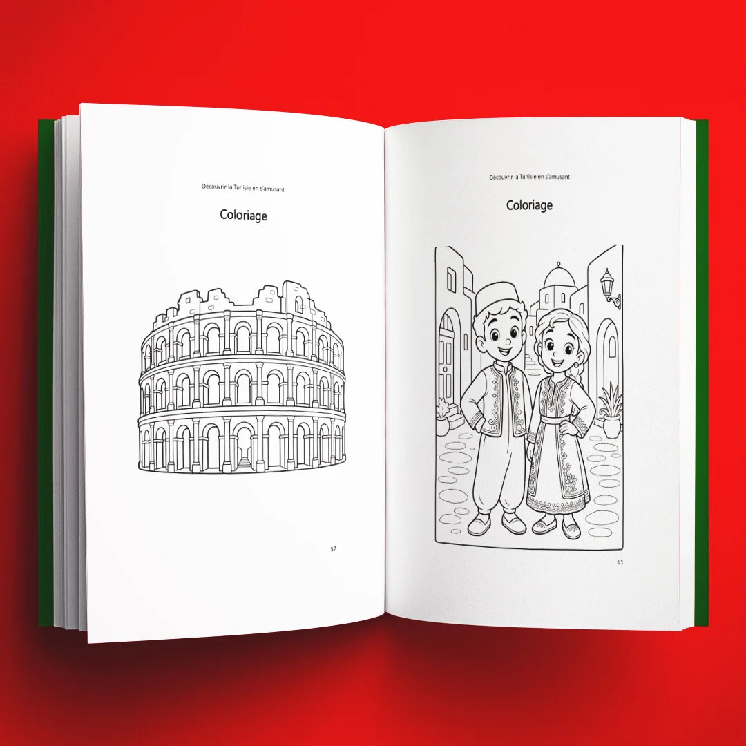 Coloriages du livre pour enfants Découvrir la Tunisie en s'amusant (6-12 ans), nouvelle édition