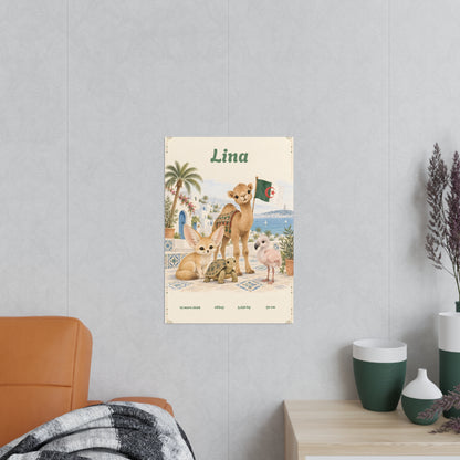 Affiche de naissance Algérie : prénom, date, heure, poids et taille