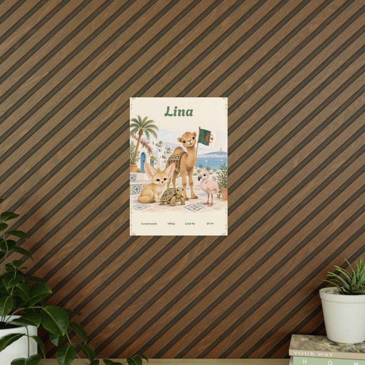 Détail de l'illustration pastel de l'affiche de naissance Algérie