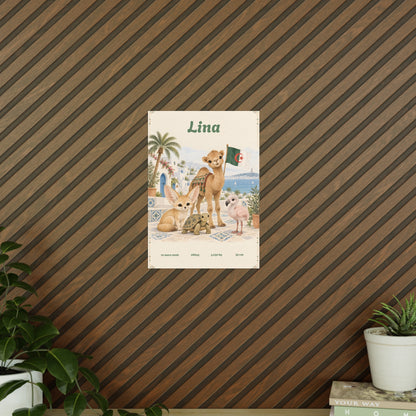 Détail de l'illustration pastel de l'affiche de naissance Algérie