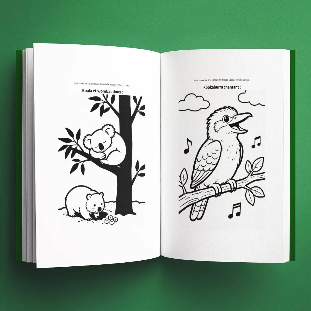 Coloriages du livre pour enfants Tout savoir sur les animaux d'Australie (6-12 ans)