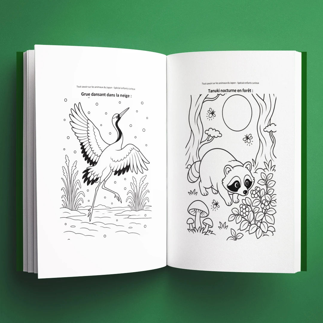 Coloriages du livre pour enfants Tout savoir sur les animaux du Japon (6-12 ans)