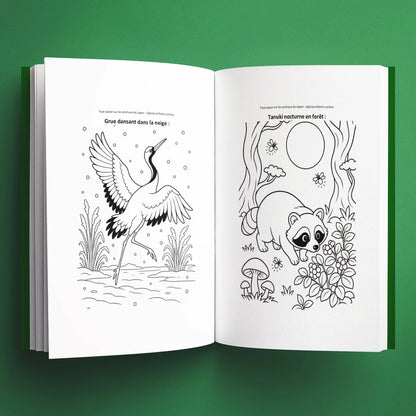 Coloriages du livre pour enfants Tout savoir sur les animaux du Japon (6-12 ans)