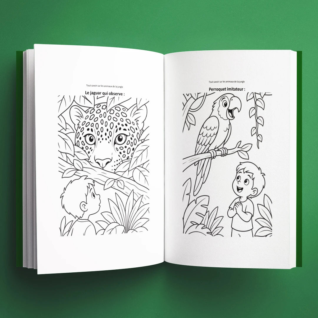 Coloriages du livre pour enfants Tout savoir sur les animaux de la jungle (6-12 ans)