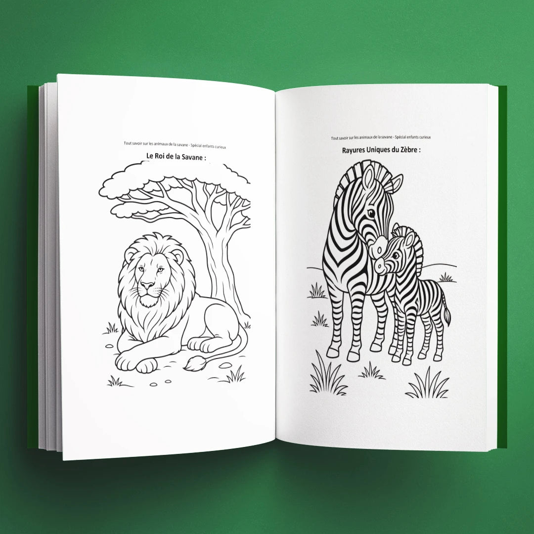 Coloriages du livre pour enfants Tout savoir sur les animaux de la savane (6-12 ans)