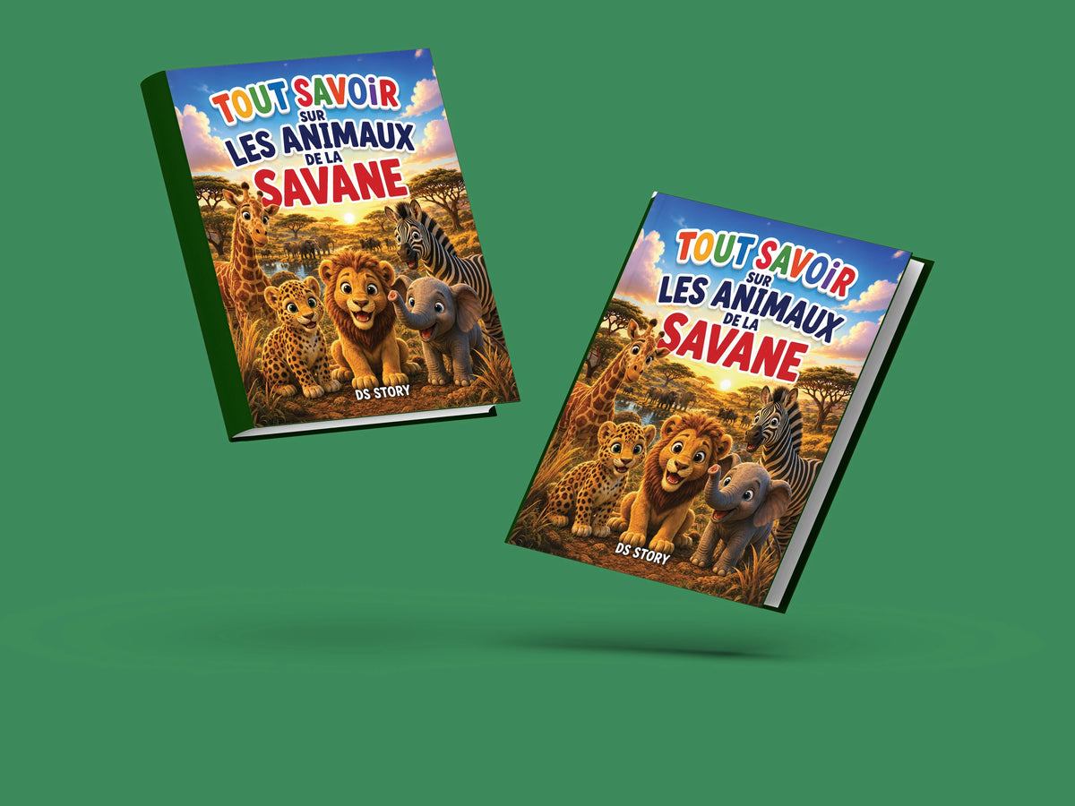 Couverture du livre pour enfants Tout savoir sur les animaux de la savane (6-12 ans)