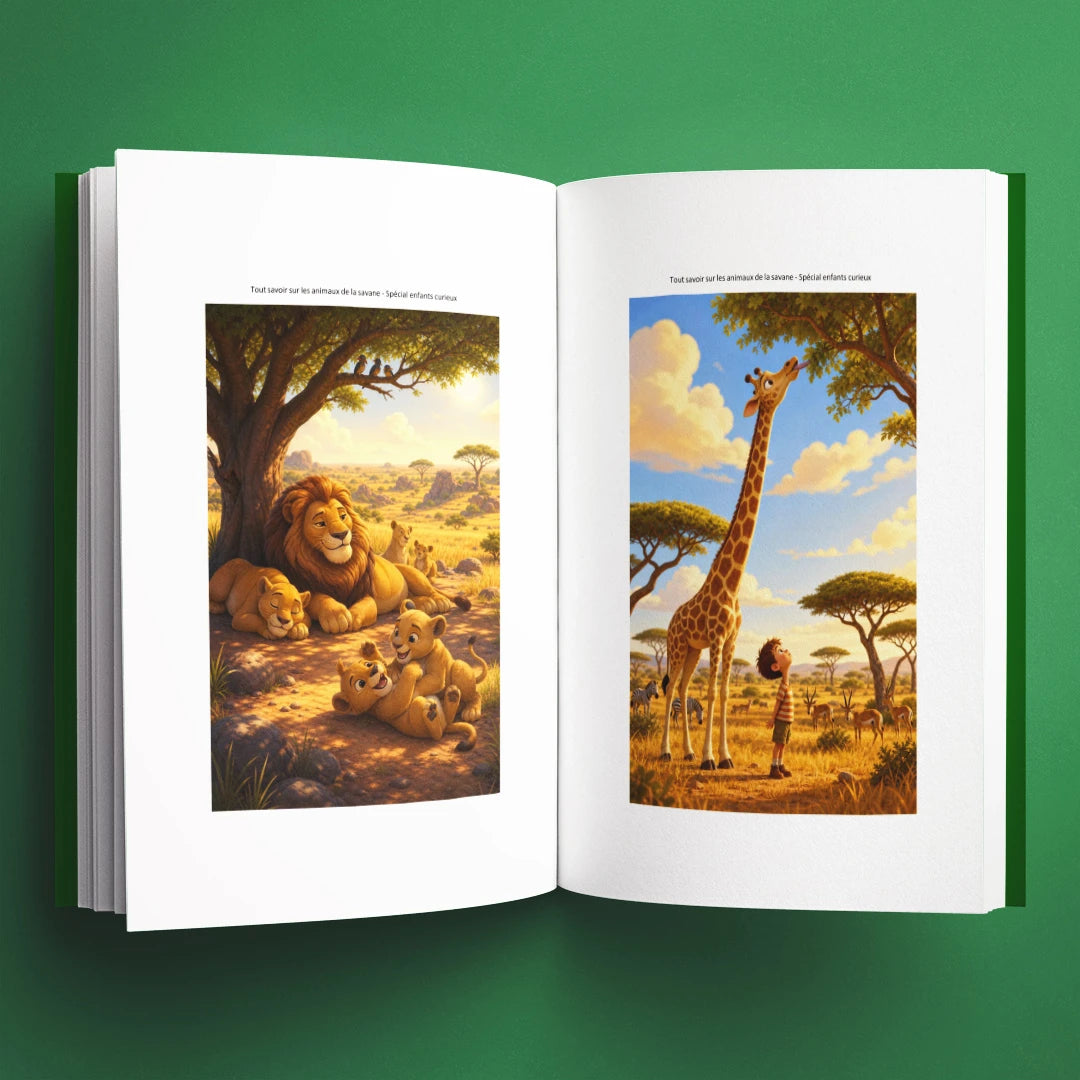 Illustrations du livre pour enfants Tout savoir sur les animaux de la savane (6-12 ans)