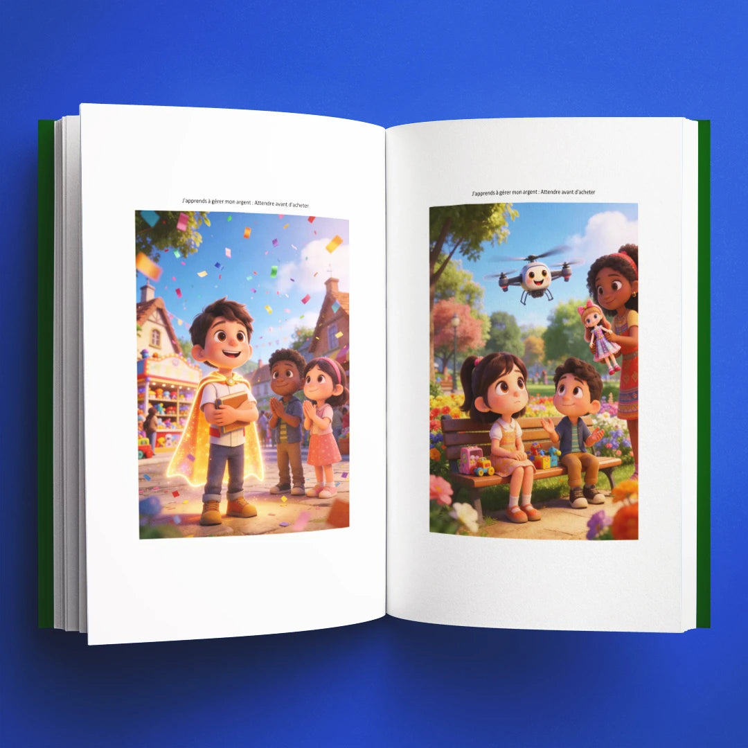 Illustrations du livre pour enfants J'apprends à gérer mon argent : Attendre avant d'acheter (6-12 ans)