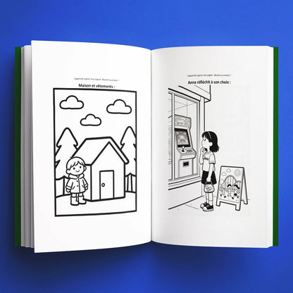 Coloriages du livre pour enfants J'apprends à gérer mon argent : Besoins ou envies (6-12 ans)