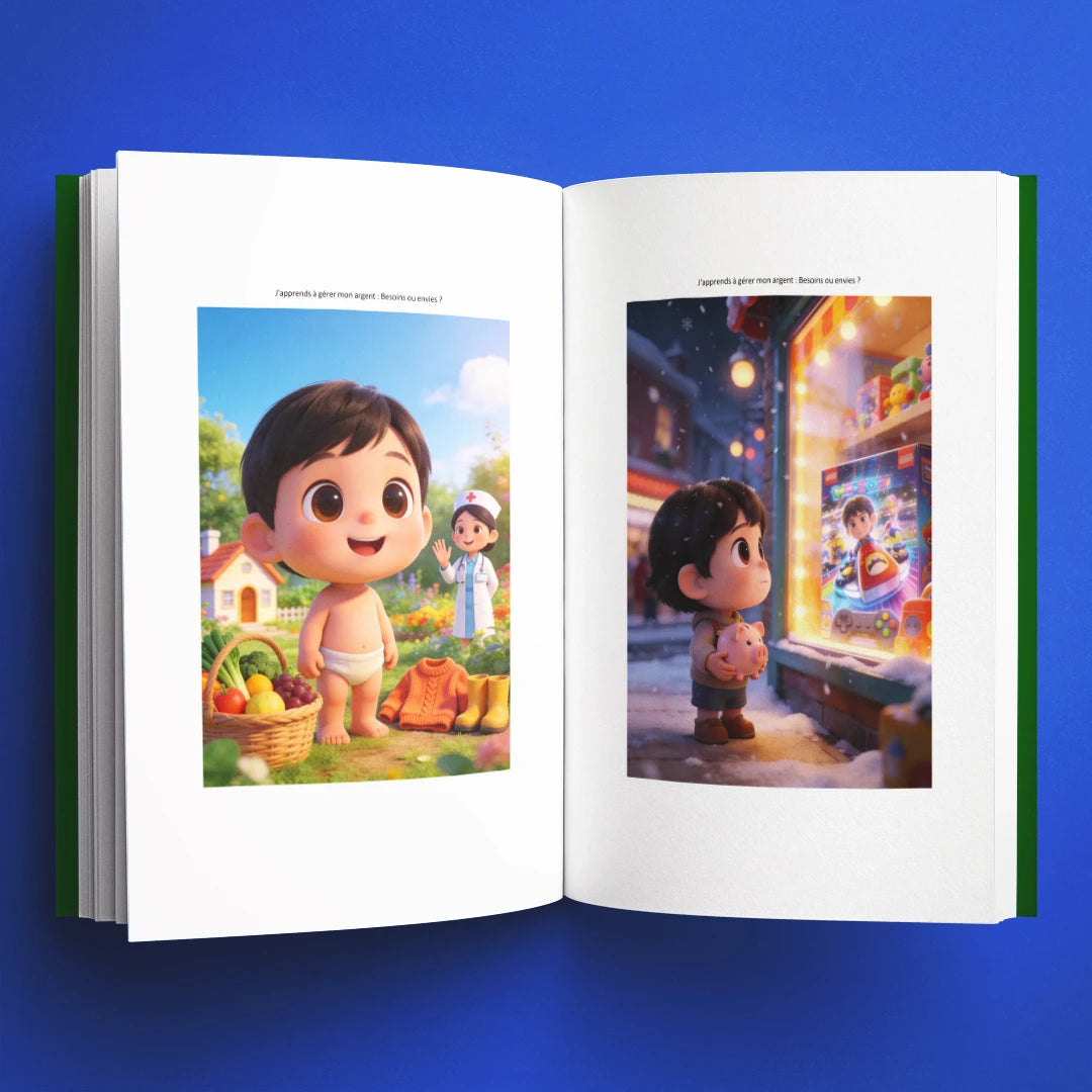 Illustrations du livre pour enfants J'apprends à gérer mon argent : Besoins ou envies (6-12 ans)