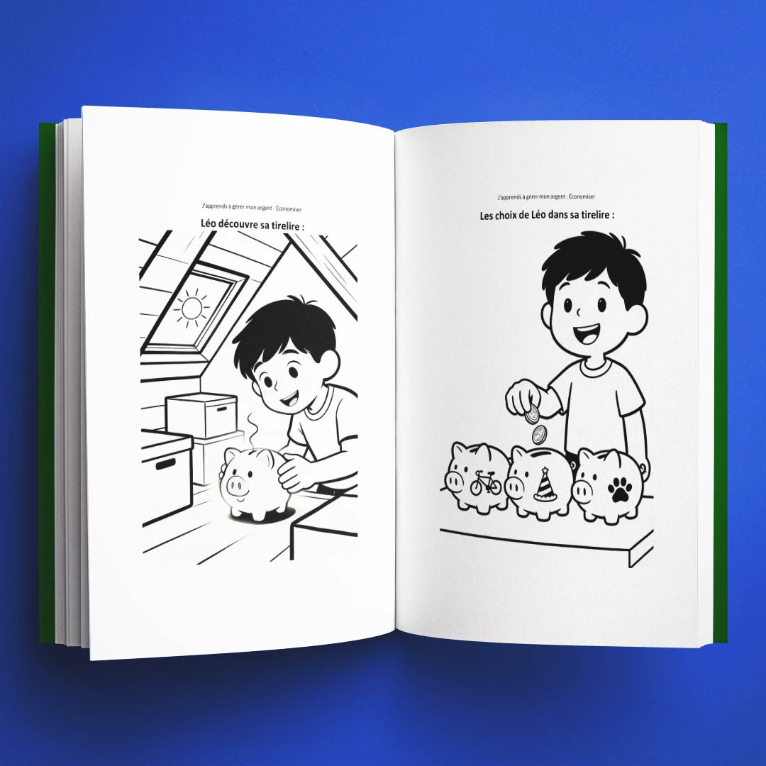 Coloriages du livre pour enfants J'apprends à gérer mon argent : Économiser (6-12 ans)