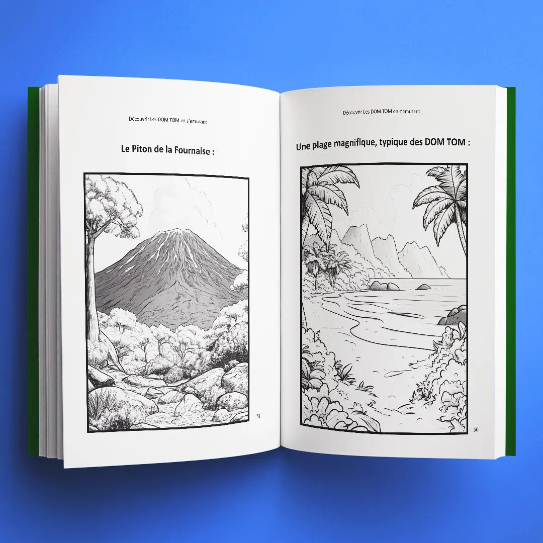 Coloriages du livre pour enfants Découvrir les Dom Tom en s'amusant (6-12 ans)