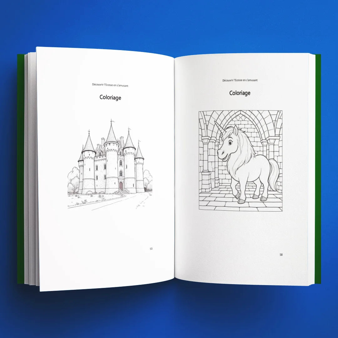Coloriages du livre pour enfants Découvrir l'Écosse en s'amusant (6-12 ans)