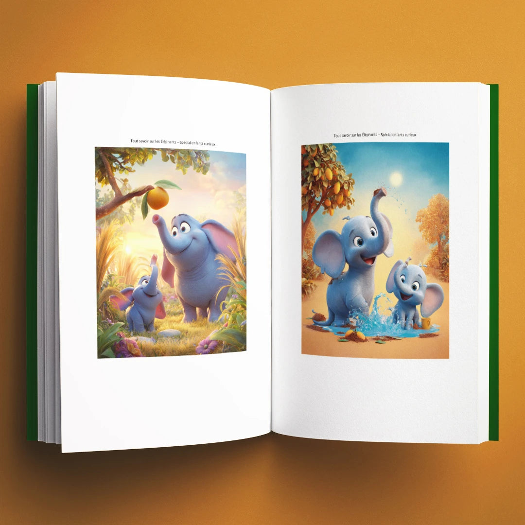 Illustrations du livre pour enfants Tout savoir sur les éléphants (6-12 ans)