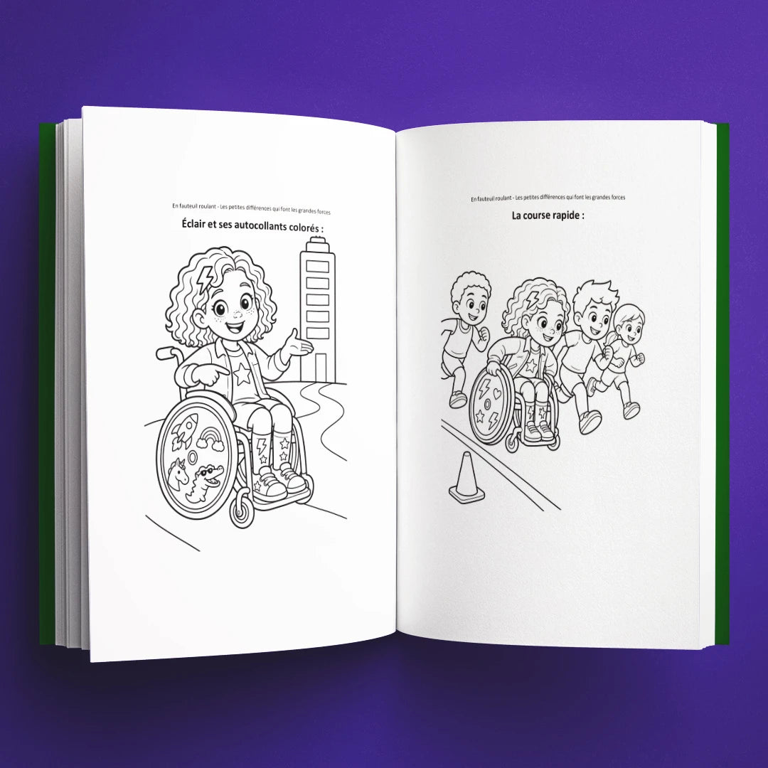 Coloriages du livre pour enfants En fauteuil roulant : les petites différences qui font les grandes forces (6-12 ans)