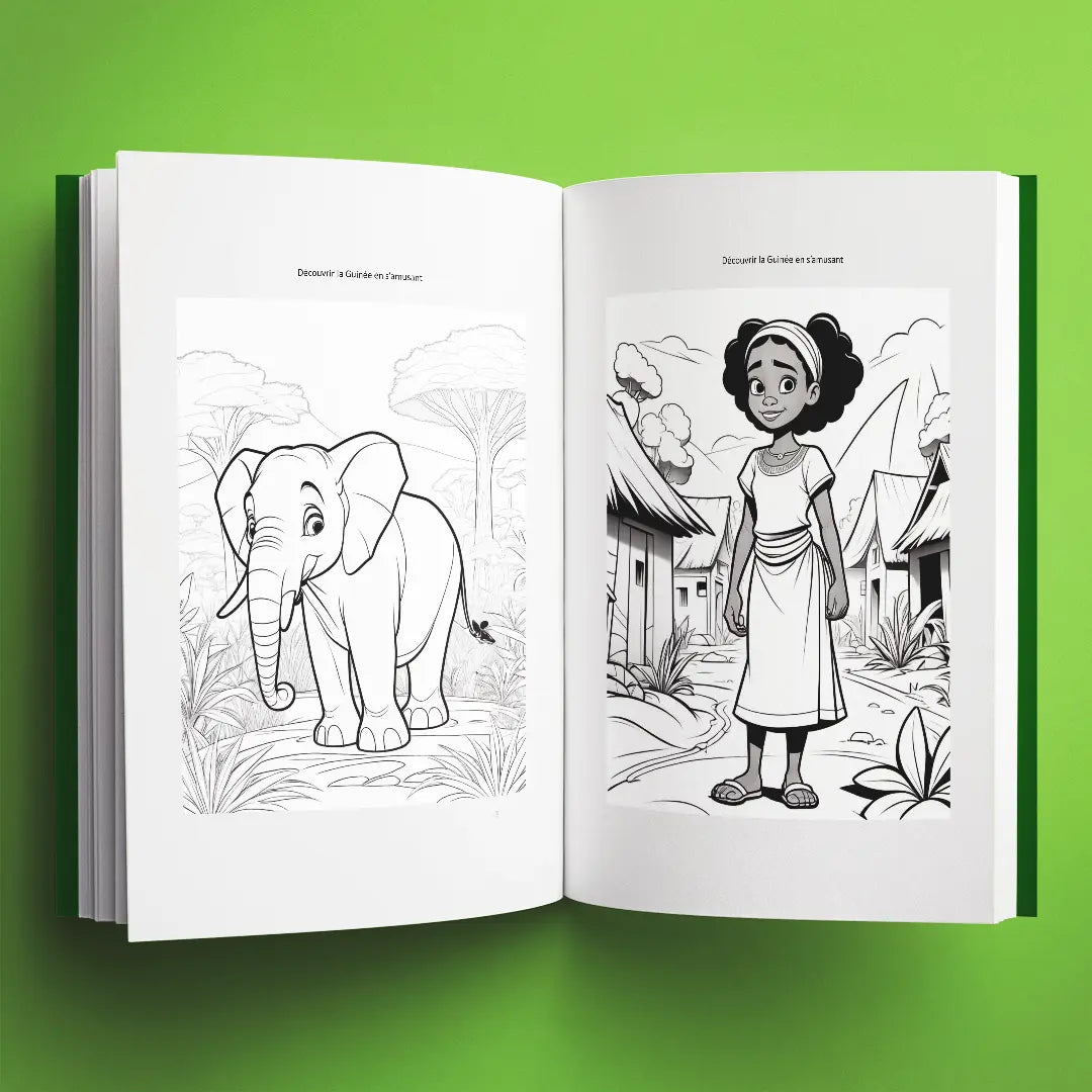 Coloriages du livre pour enfants Découvrir la Guinée en s'amusant (6-12 ans)