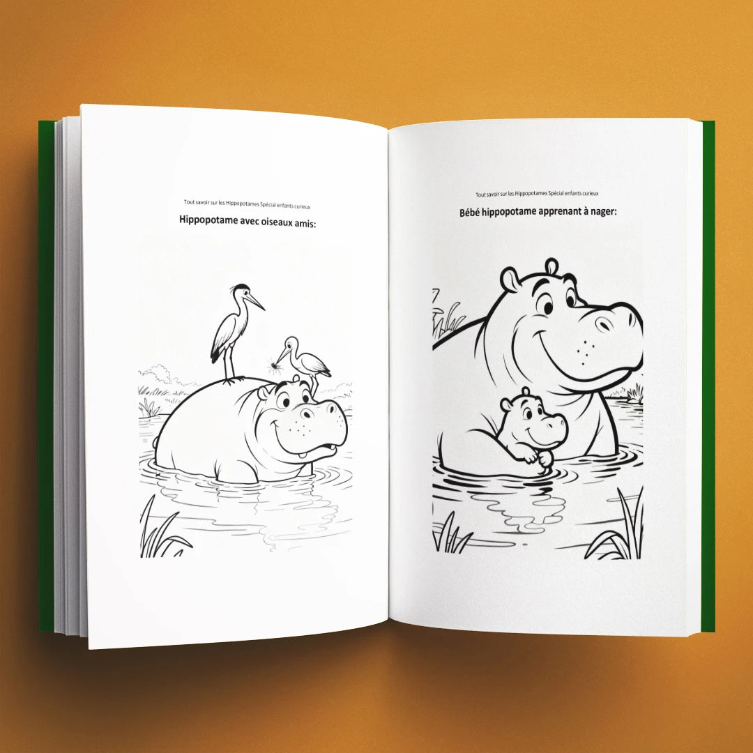 Coloriages du livre pour enfants Tout savoir sur les hippopotames (6-12 ans)