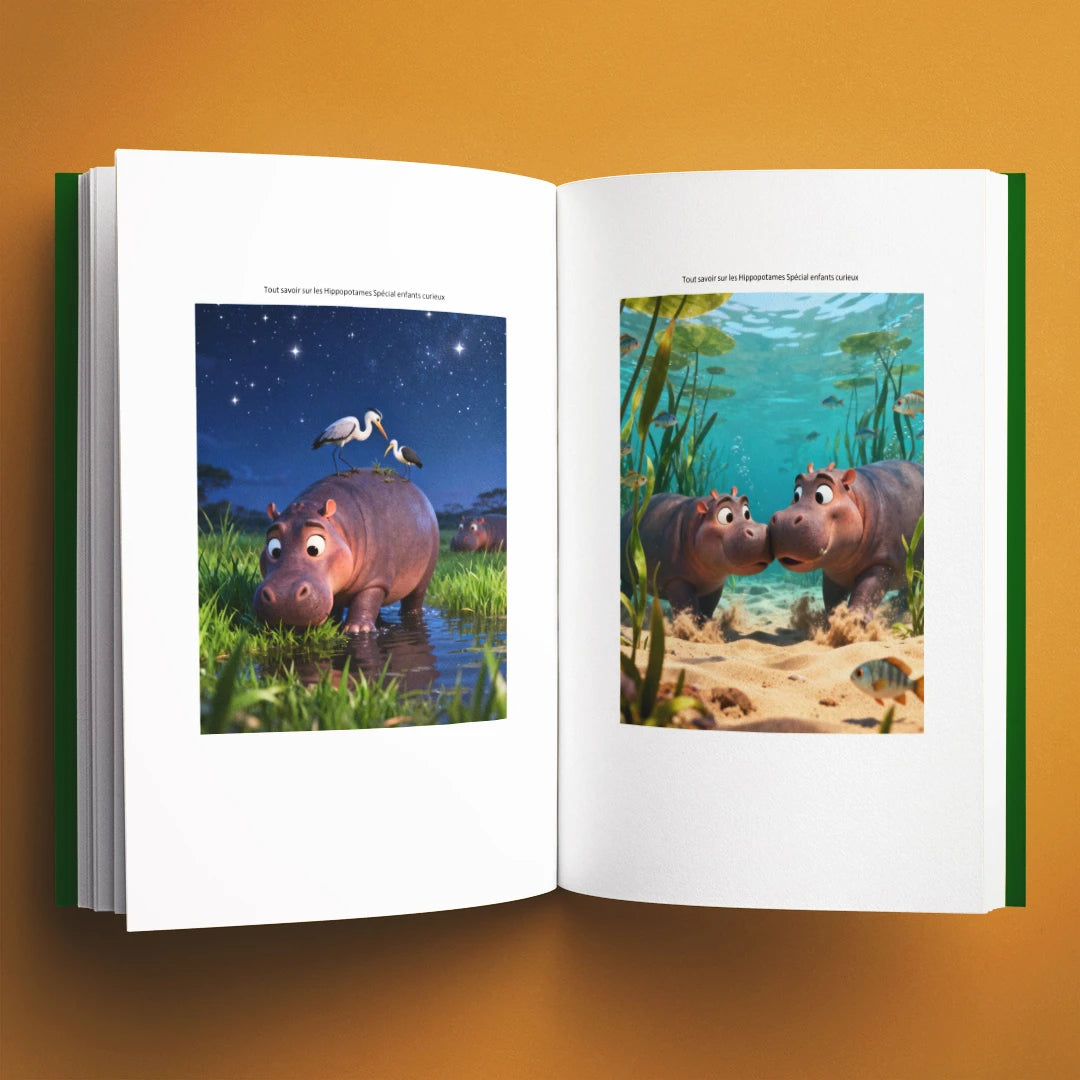 Illustrations du livre pour enfants Tout savoir sur les hippopotames (6-12 ans)