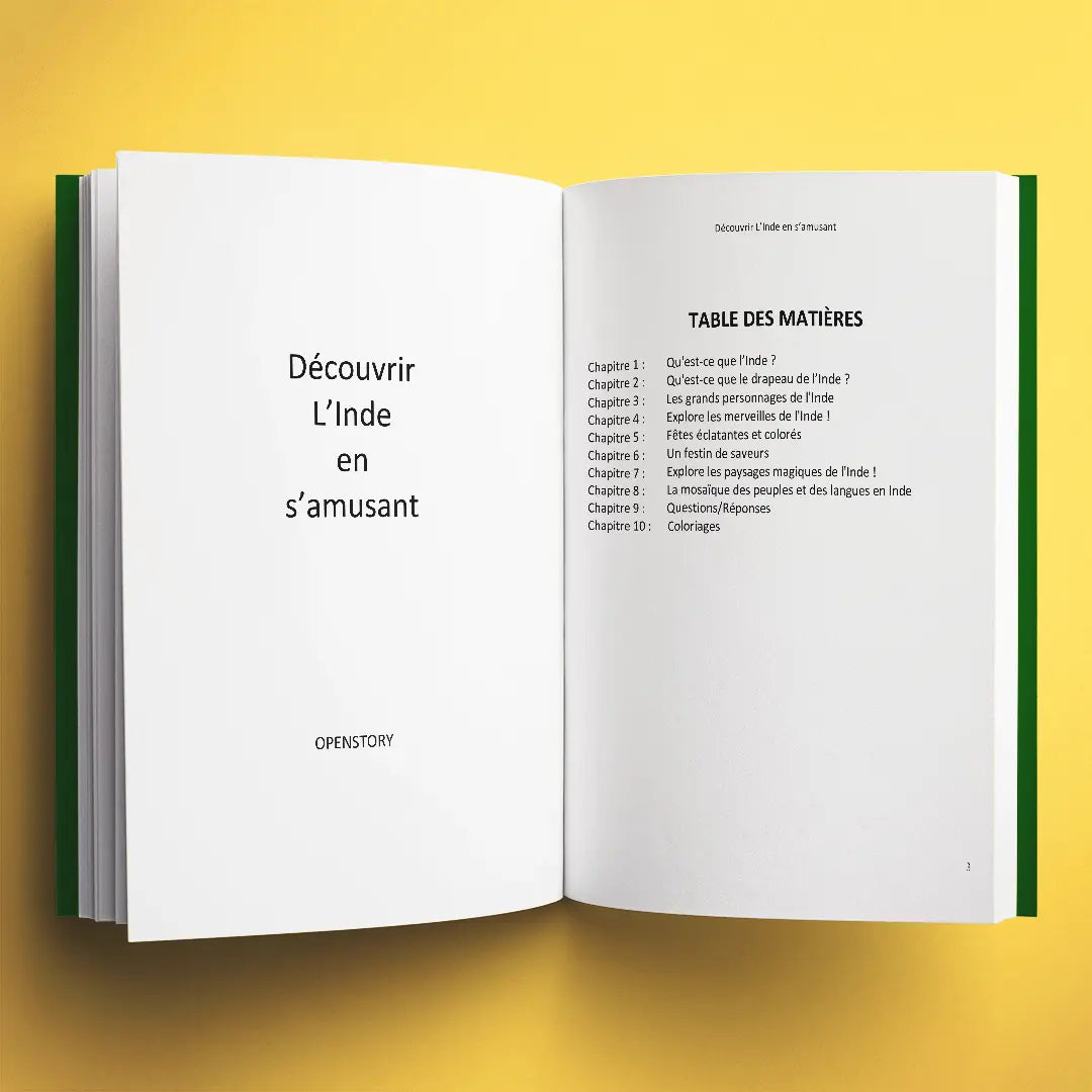 Extrait des chapitres du livre pour enfants Découvrir l'Inde en s'amusant (6-12 ans)