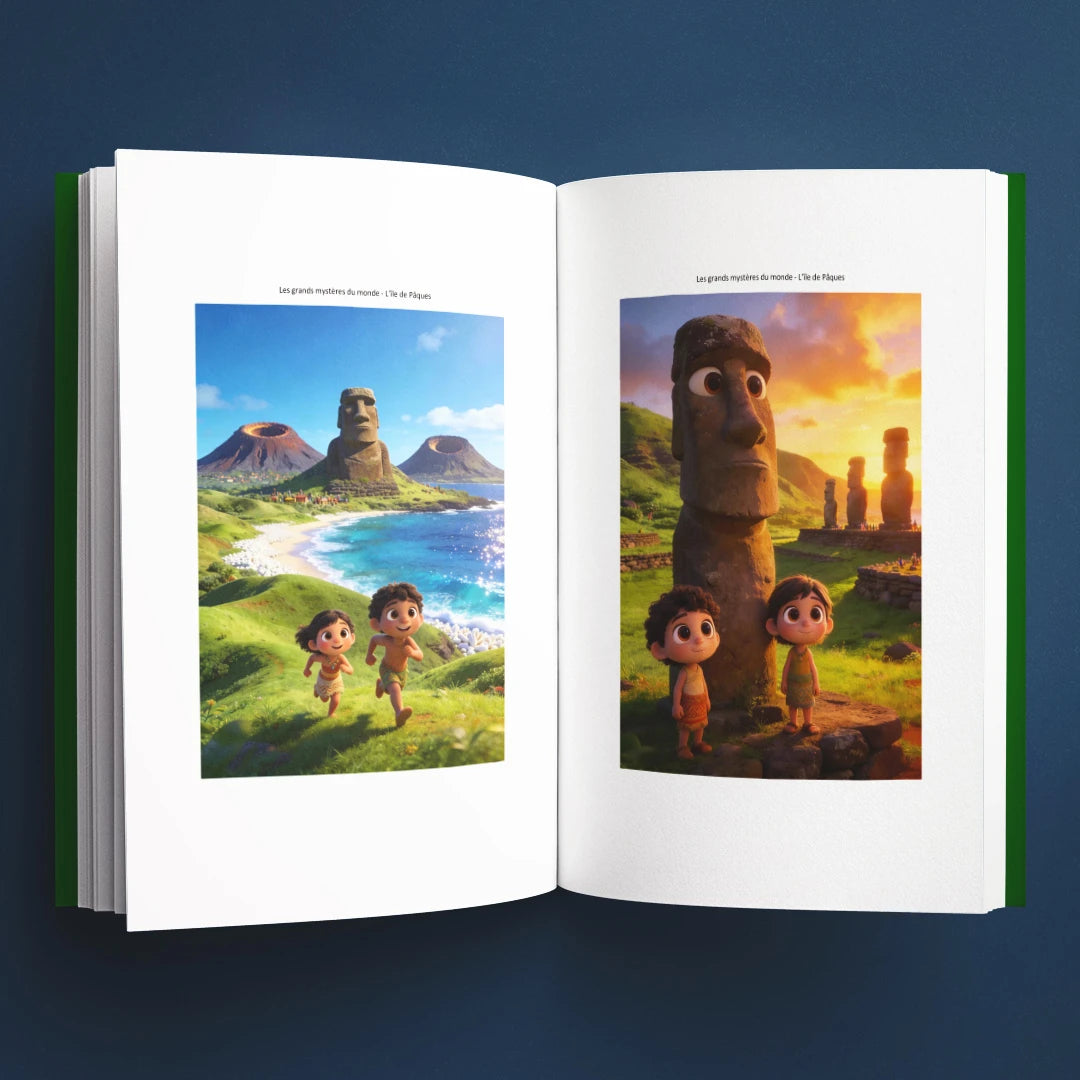 Illustrations du livre pour enfants L'Île de Pâques : la vraie histoire derrière le mystère (6-12 ans)