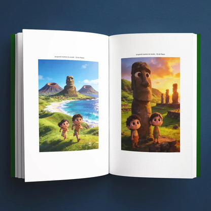 Illustrations du livre pour enfants L'Île de Pâques : la vraie histoire derrière le mystère (6-12 ans)