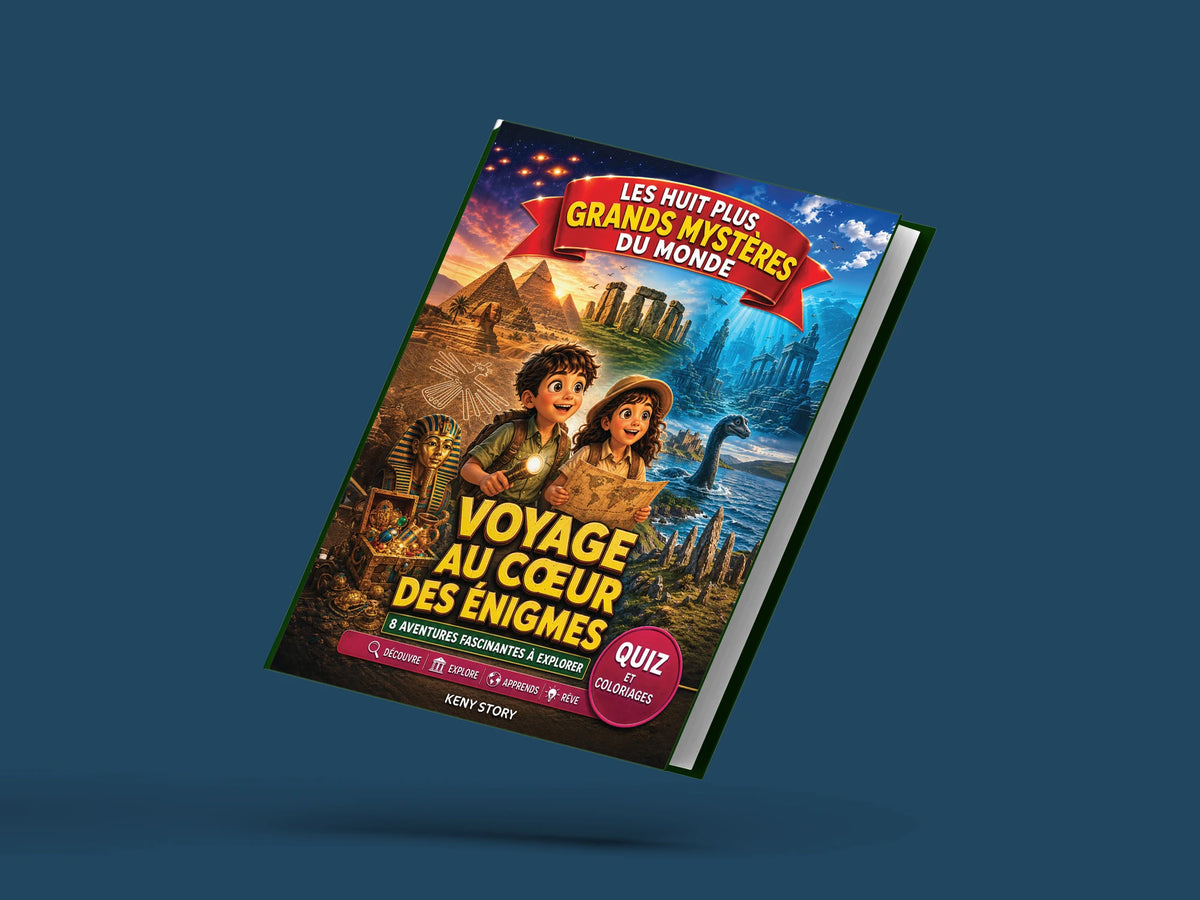 Couverture du livre pour enfants Les 8 plus grands mystères du monde : la vraie histoire derrière le mystère (6-12 ans)