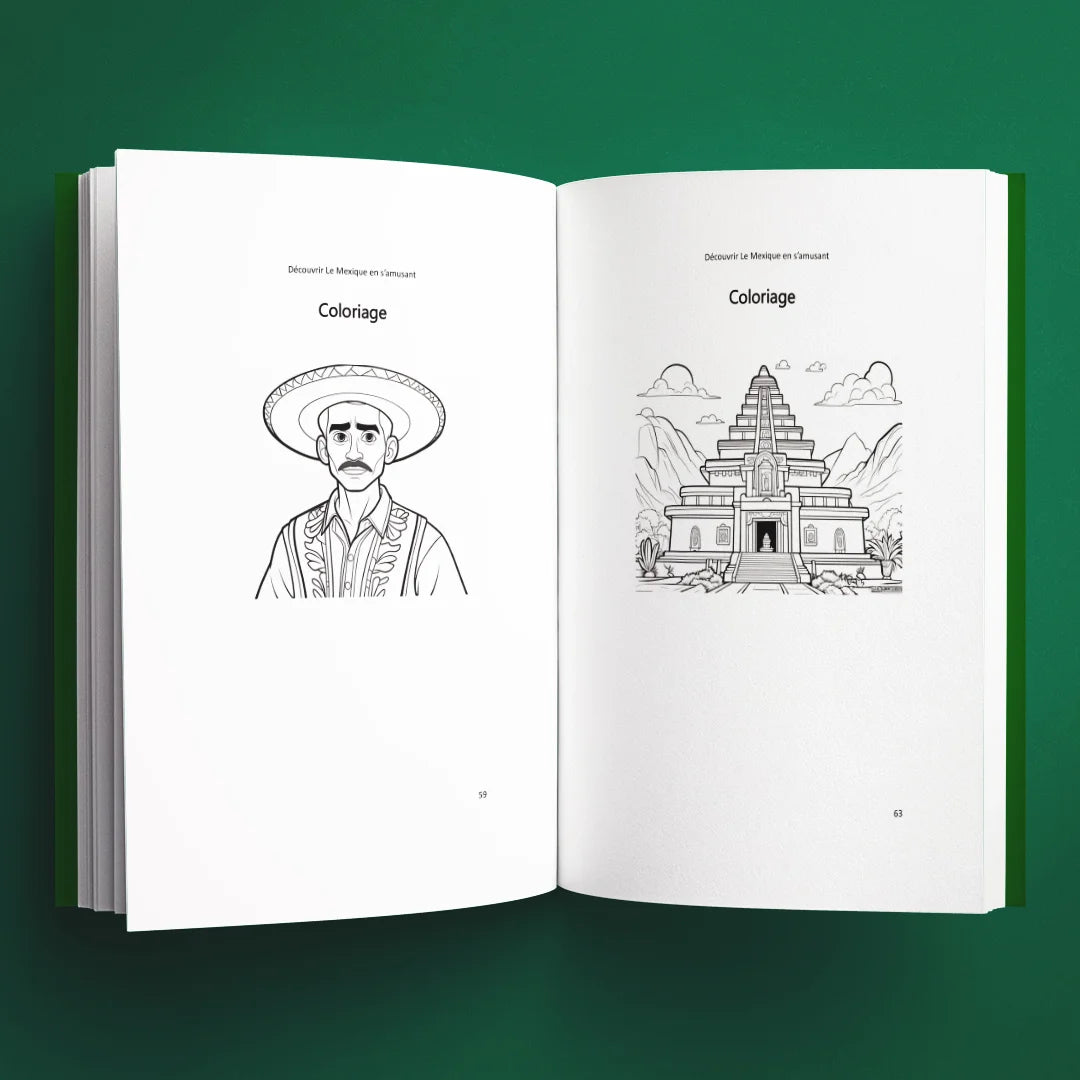 Coloriages du livre pour enfants Découvrir le Mexique en s'amusant (6-12 ans)