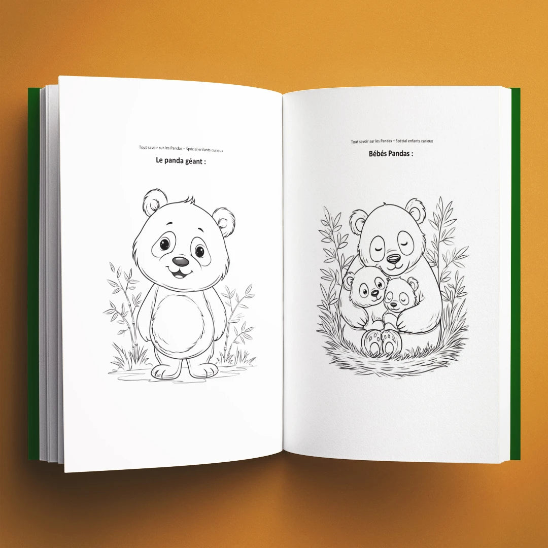 Coloriages du livre pour enfants Tout savoir sur les pandas (6-12 ans)