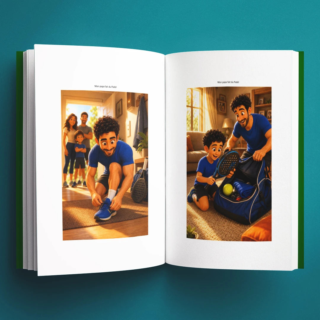 Illustrations du livre pour enfants Mon papa fait du padel (3-8 ans)