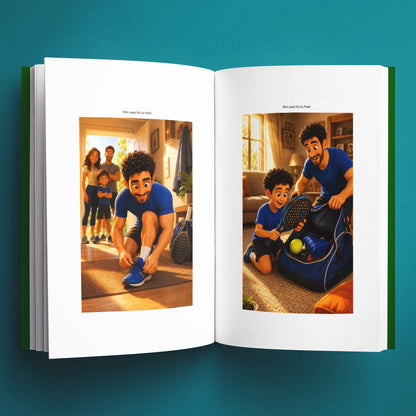 Illustrations du livre pour enfants Mon papa fait du padel (3-8 ans)