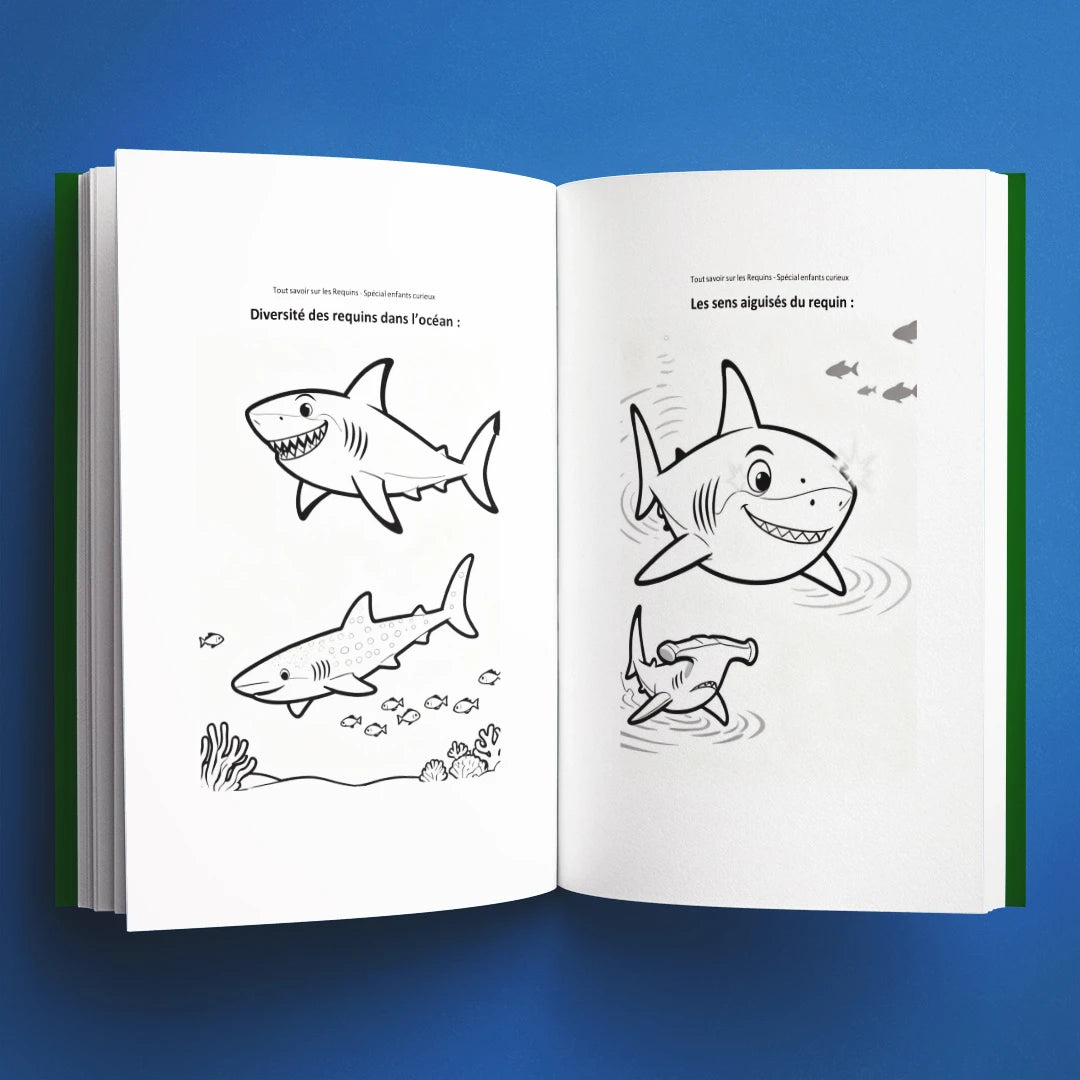 Coloriages du livre pour enfants Tout savoir sur les requins (6-12 ans)