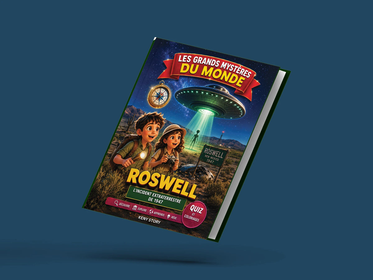 Couverture du livre pour enfants Roswell : la vraie histoire derrière le mystère (6-12 ans)
