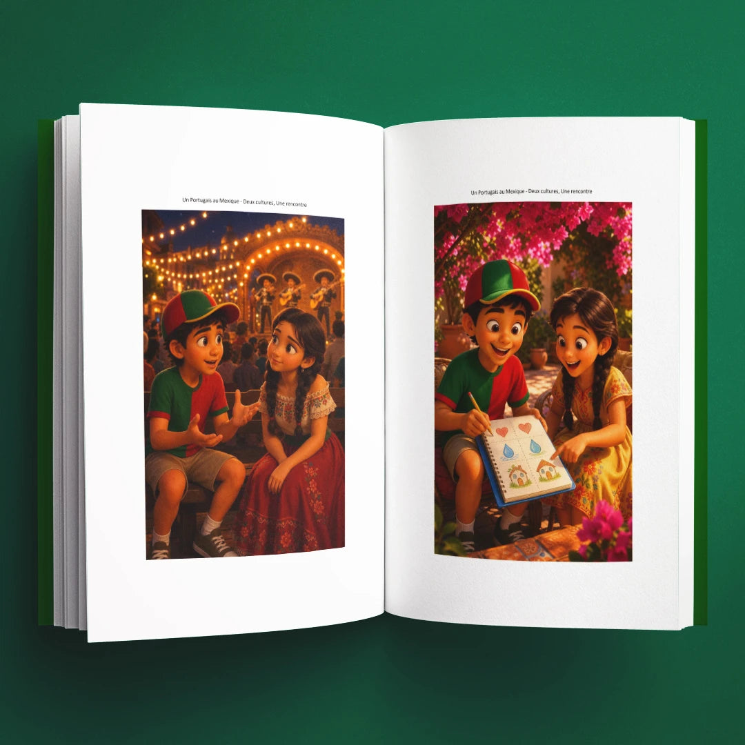 Illustrations du livre pour enfants Un Portugais au Mexique : deux cultures, une rencontre (6-12 ans)