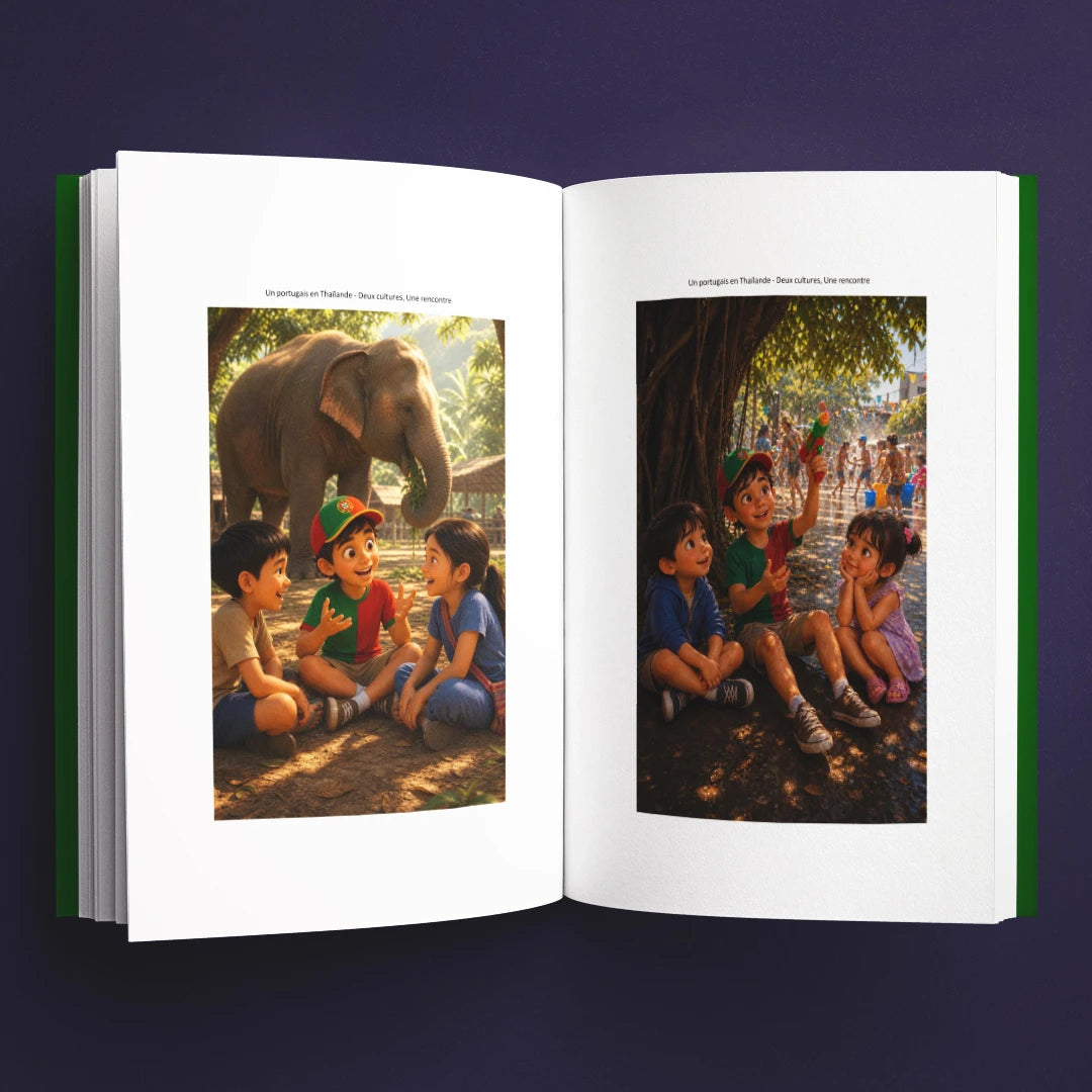 Illustrations du livre pour enfants Un Portugais en Thaïlande : deux cultures, une rencontre (6-12 ans)