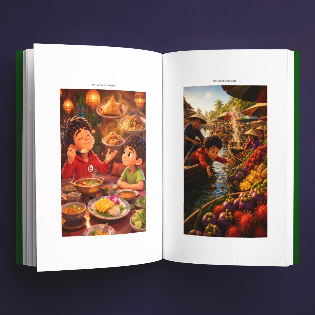 Illustrations du livre pour enfants Un Tunisien en Thaïlande : deux cultures, une rencontre (6-12 ans)