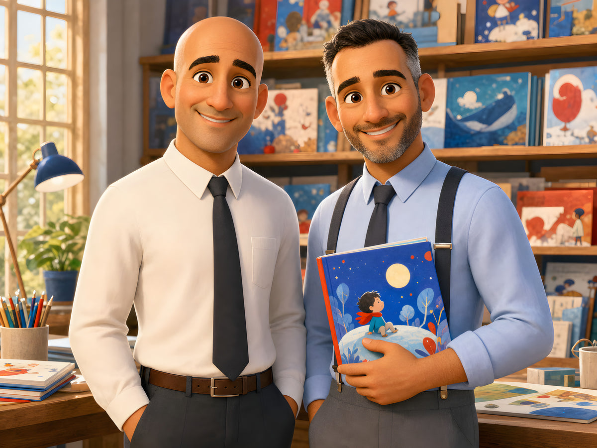 Les deux papas fondateurs de Mon Kid Shop, petite maison d'édition jeunesse française